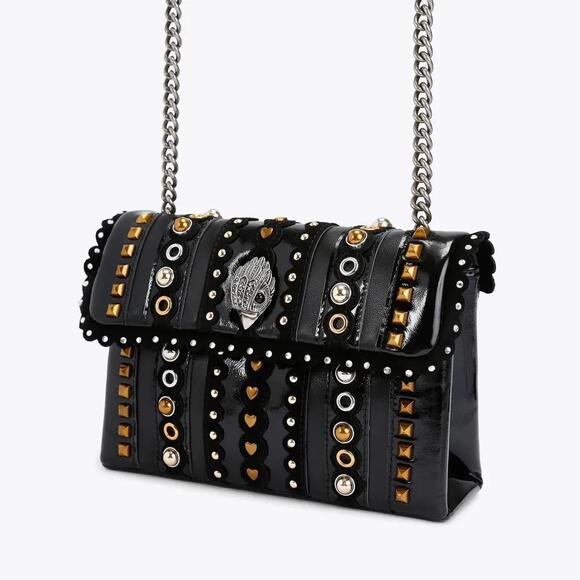 NWT $325 Kurt Geiger Medium Stud Kensington leather crystals Black shoulder bag - Picture 5 of 7